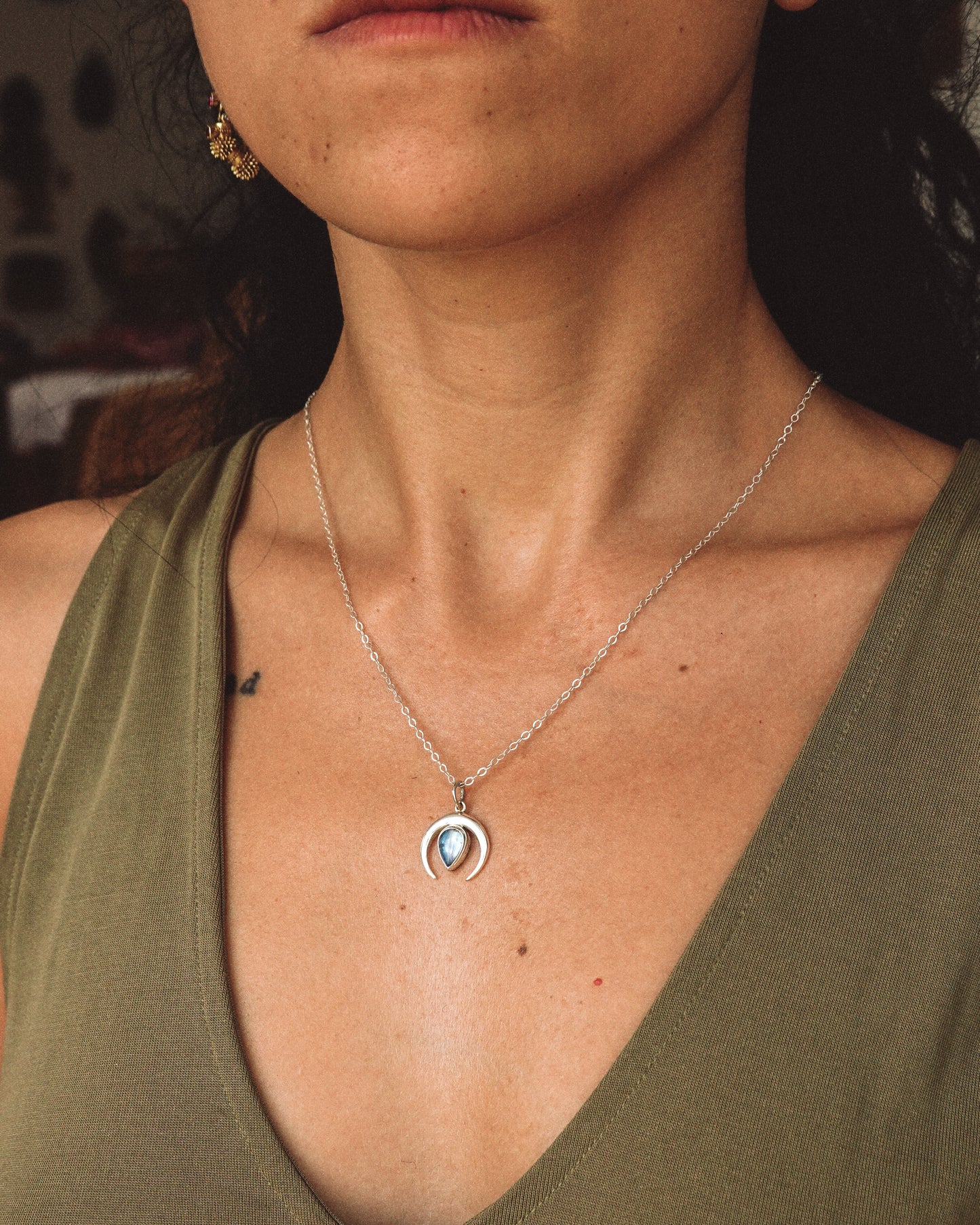 N133- Chandra maa Silver Necklace