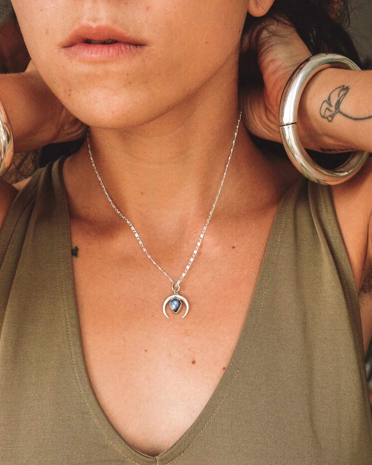 N133- Chandra maa Silver Necklace