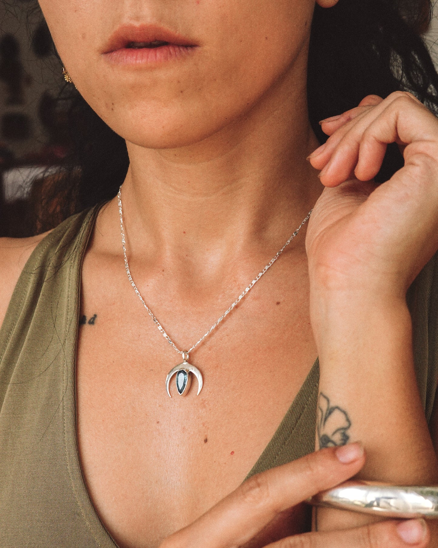 N133- Chandra maa Silver Necklace