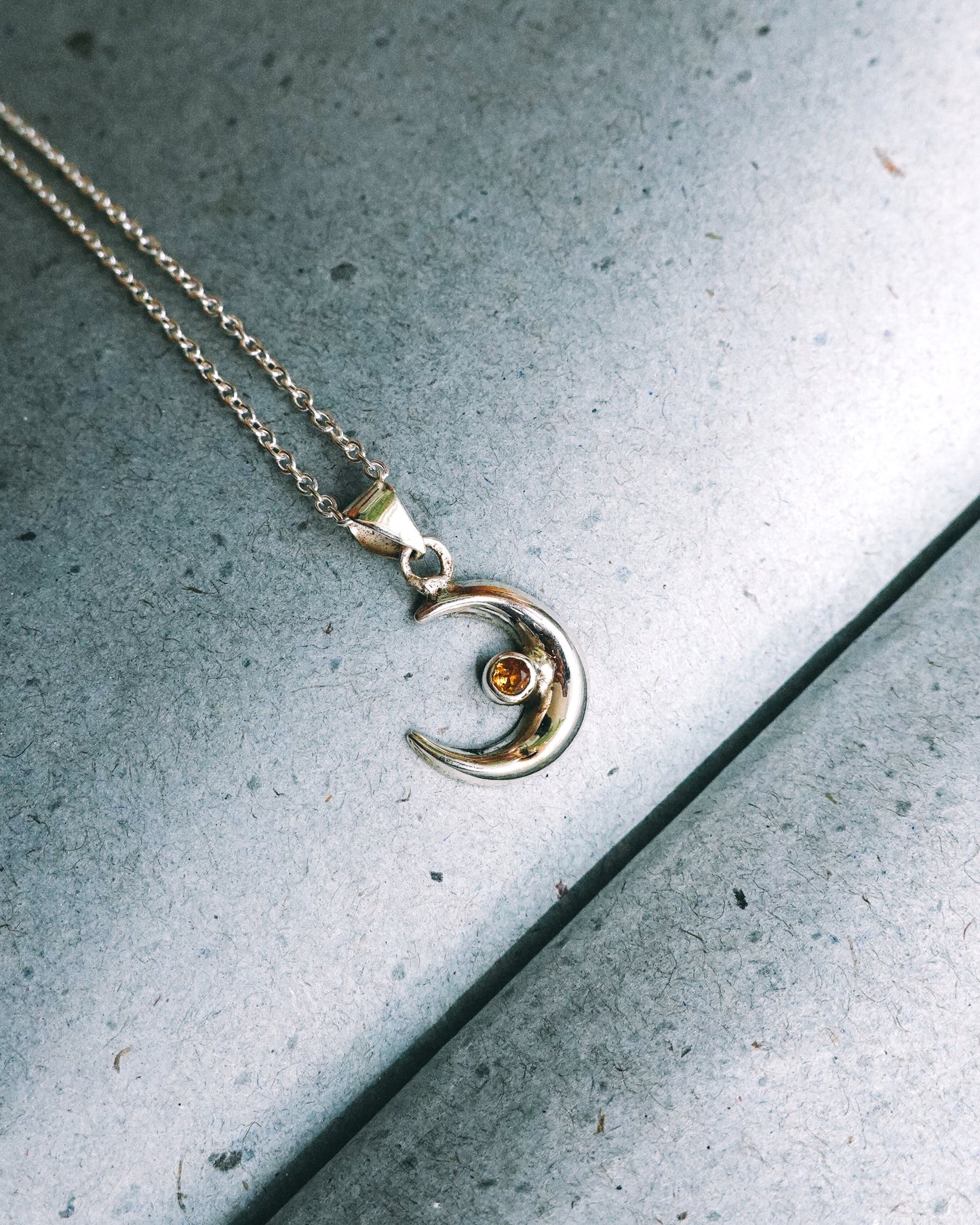 N128 -Chandra & Citrine Silver Necklace