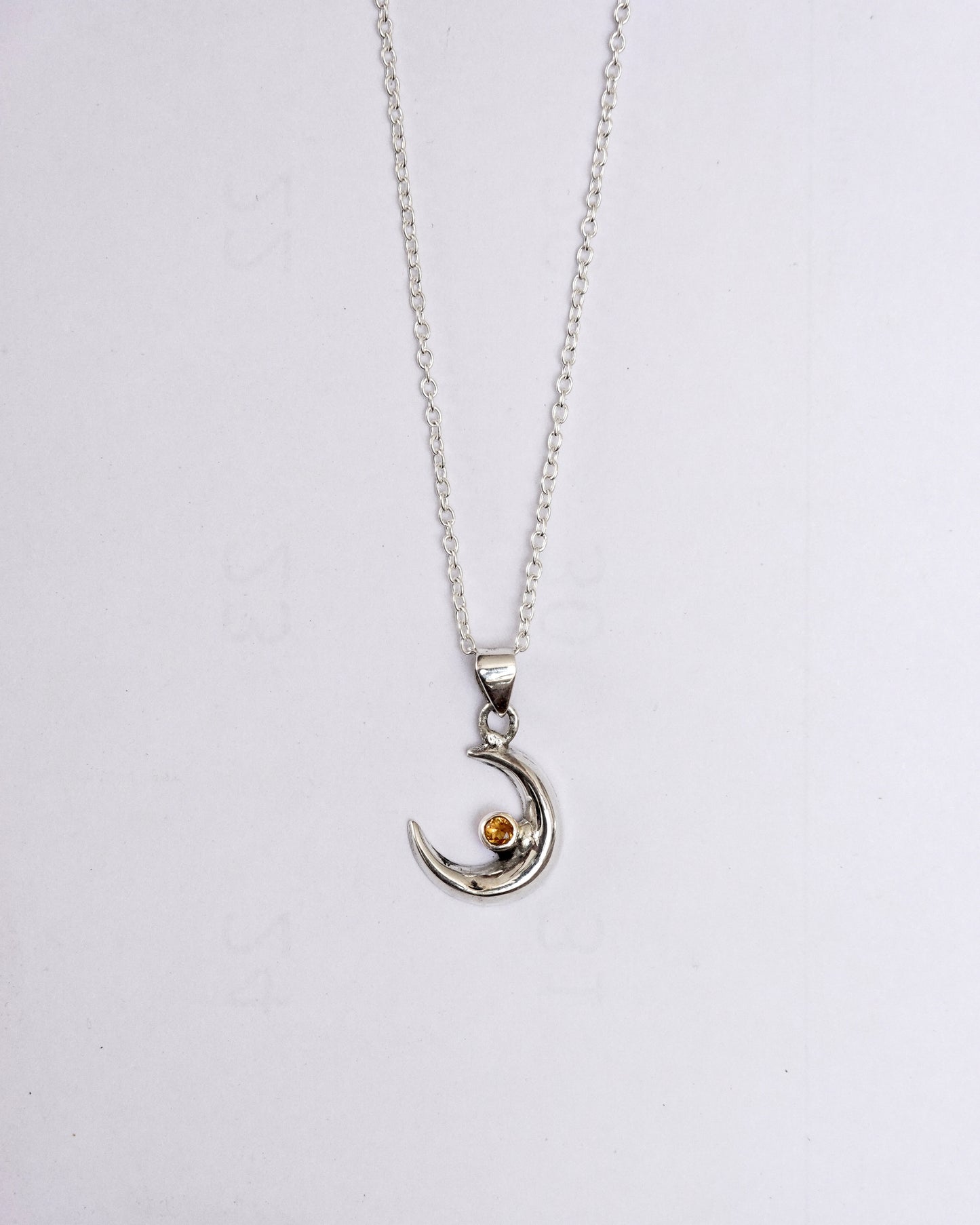 N128 -Chandra & Citrine Silver Necklace
