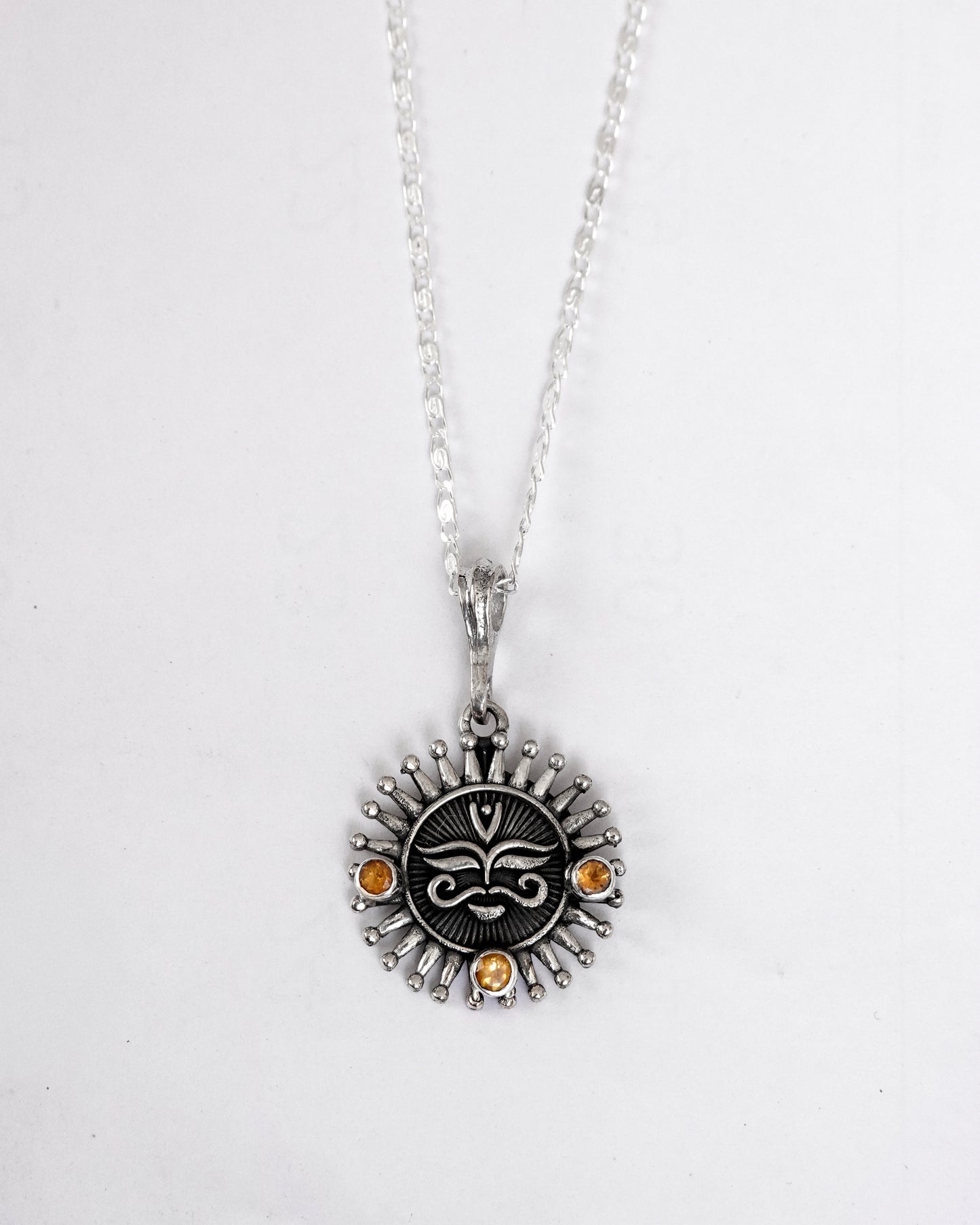 N131 -Surya Citrine  Silver Necklace