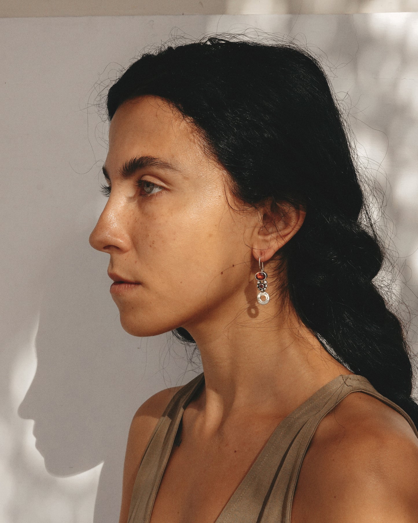 N139- Orange Garnet & Turmaline Silver Earrings