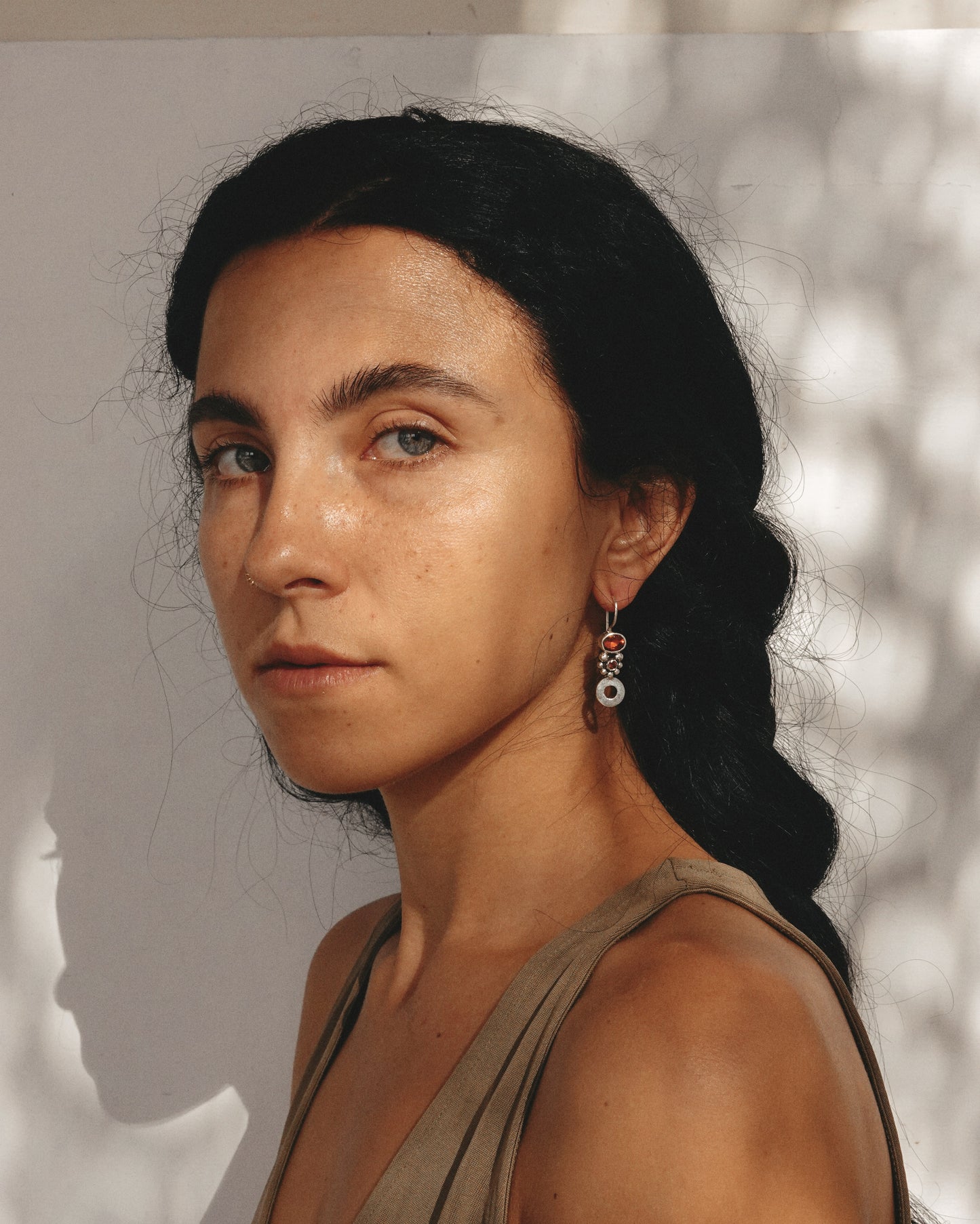 N139- Orange Garnet & Turmaline Silver Earrings