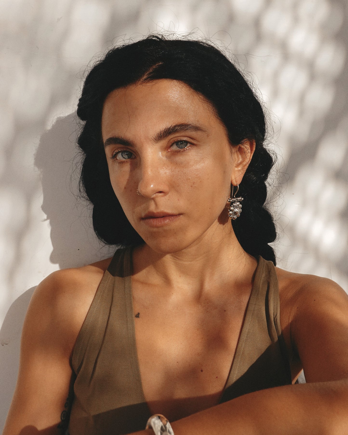 N134- Gulabo Phool Special Silver Earrings