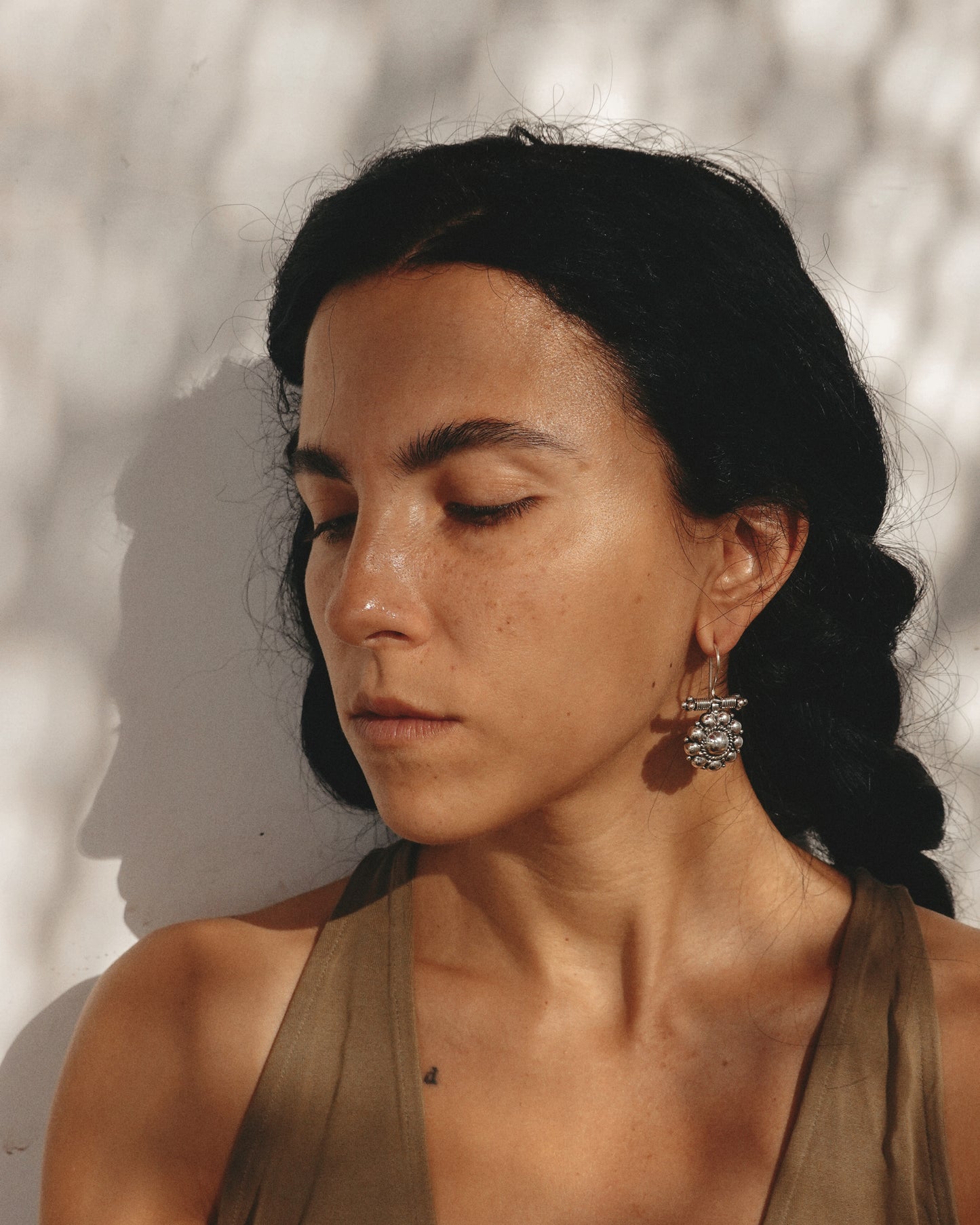 N134- Gulabo Phool Special Silver Earrings