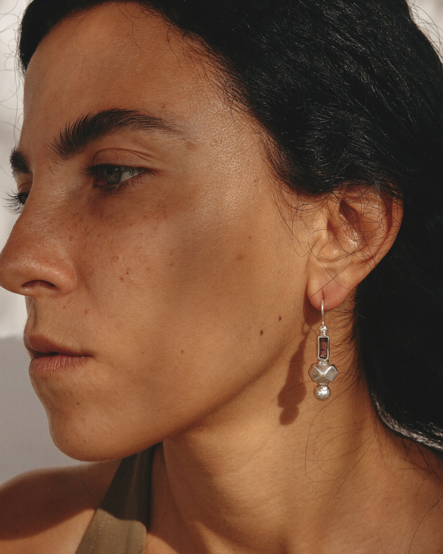 N143- Pink Turmaline Empty Dye-cutting  Silver earrings