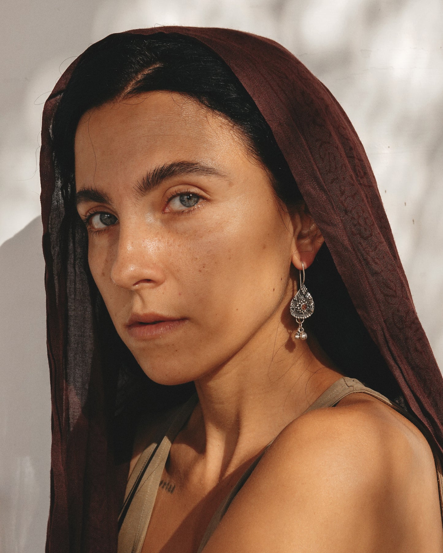 N144- Pink Turmaline Granulation Silver earrings