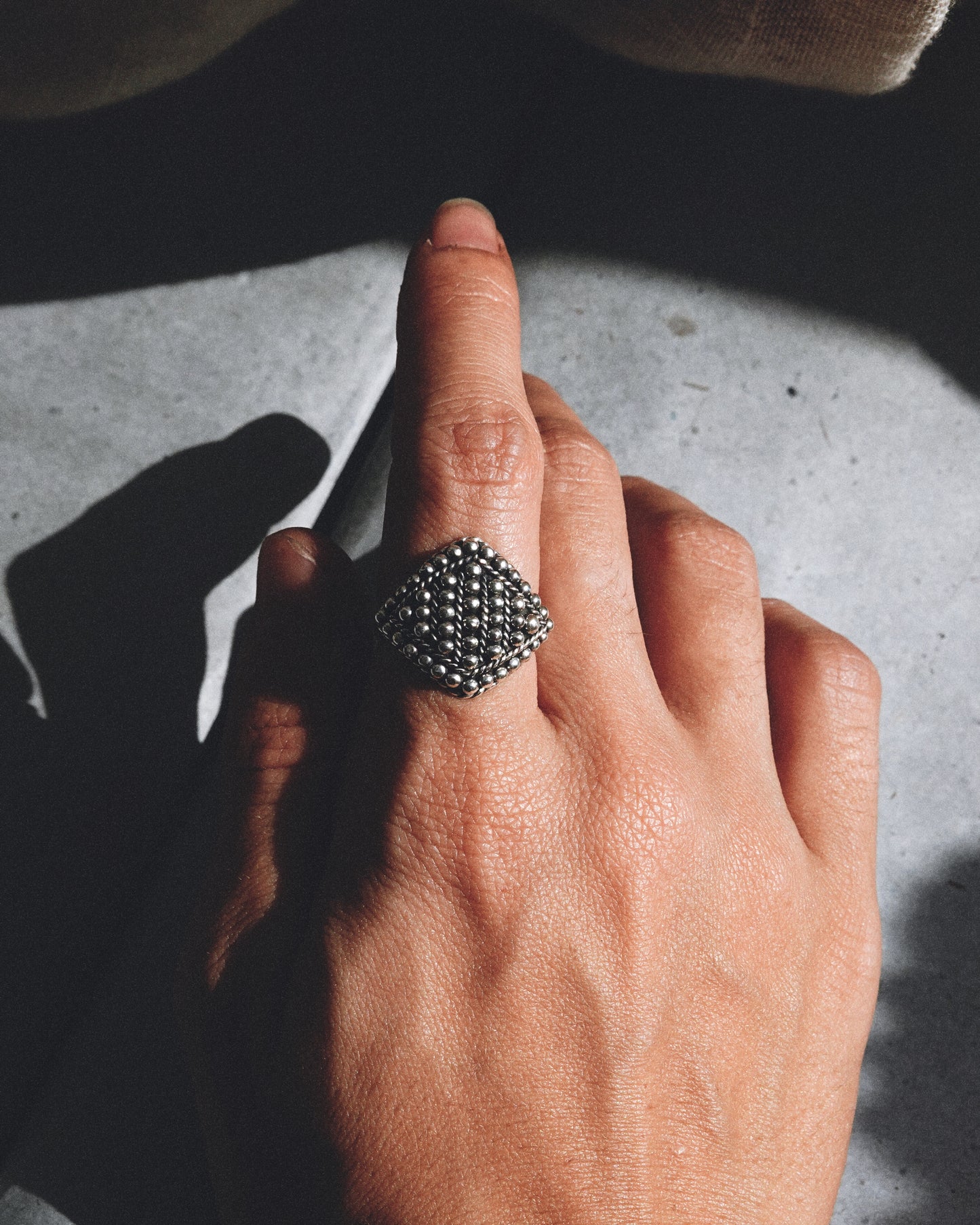 N111 - Special West Bengal Goldsmith Technique  Adjustable Silver Ring