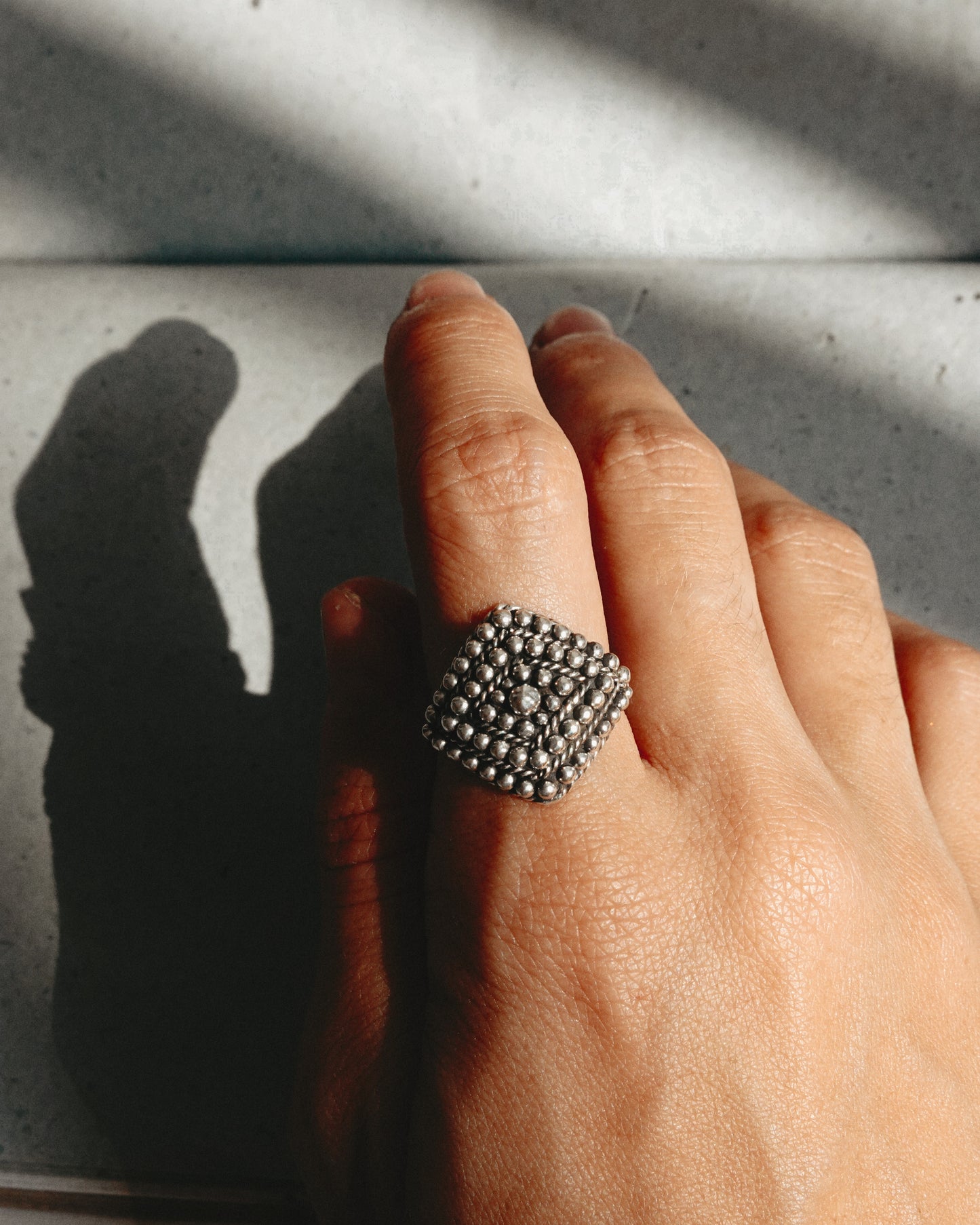 N112 - Special West Bengal Goldsmith Technique  Adjustable Silver Ring