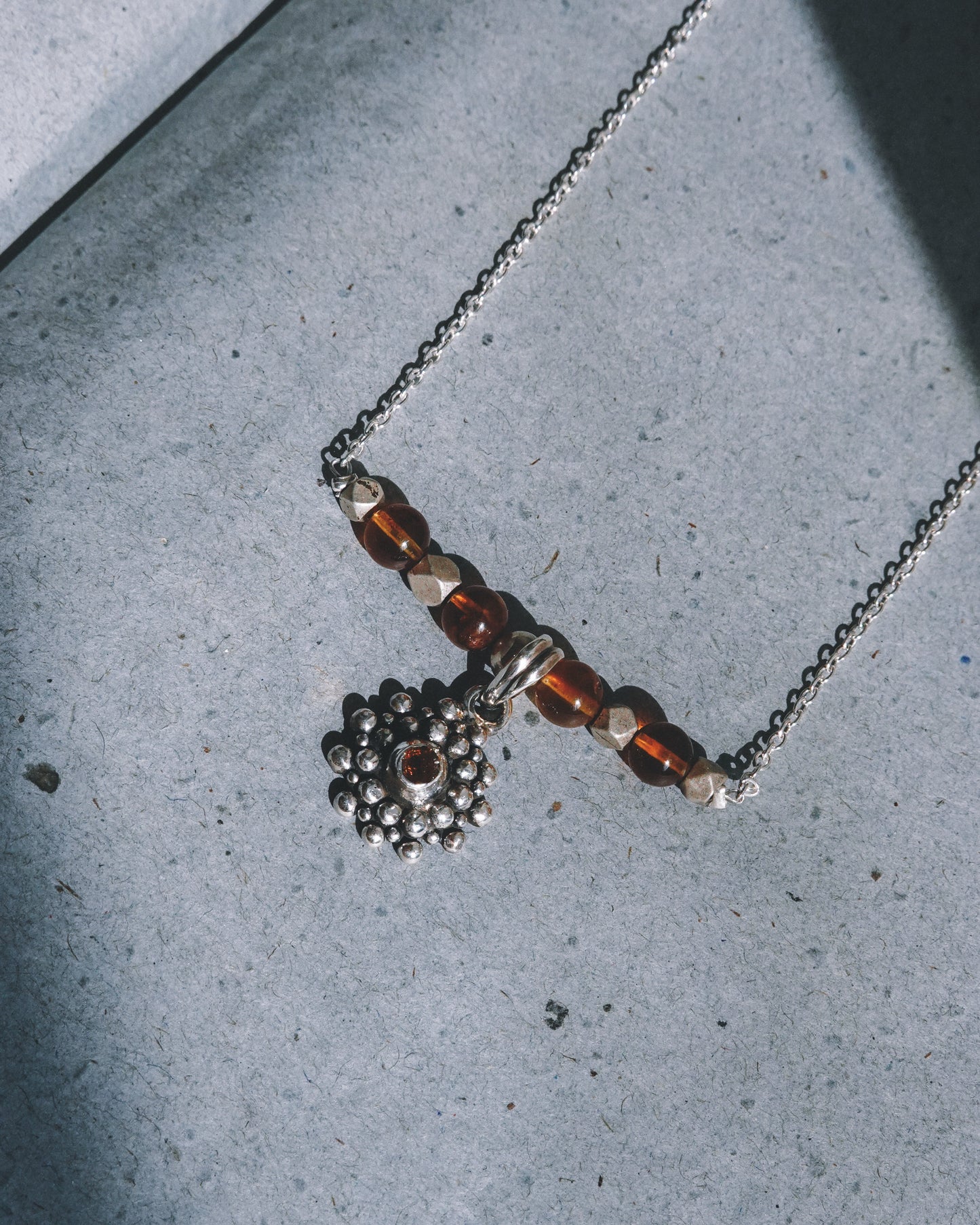 N125 - Amber, Citrine & Silver Chocker