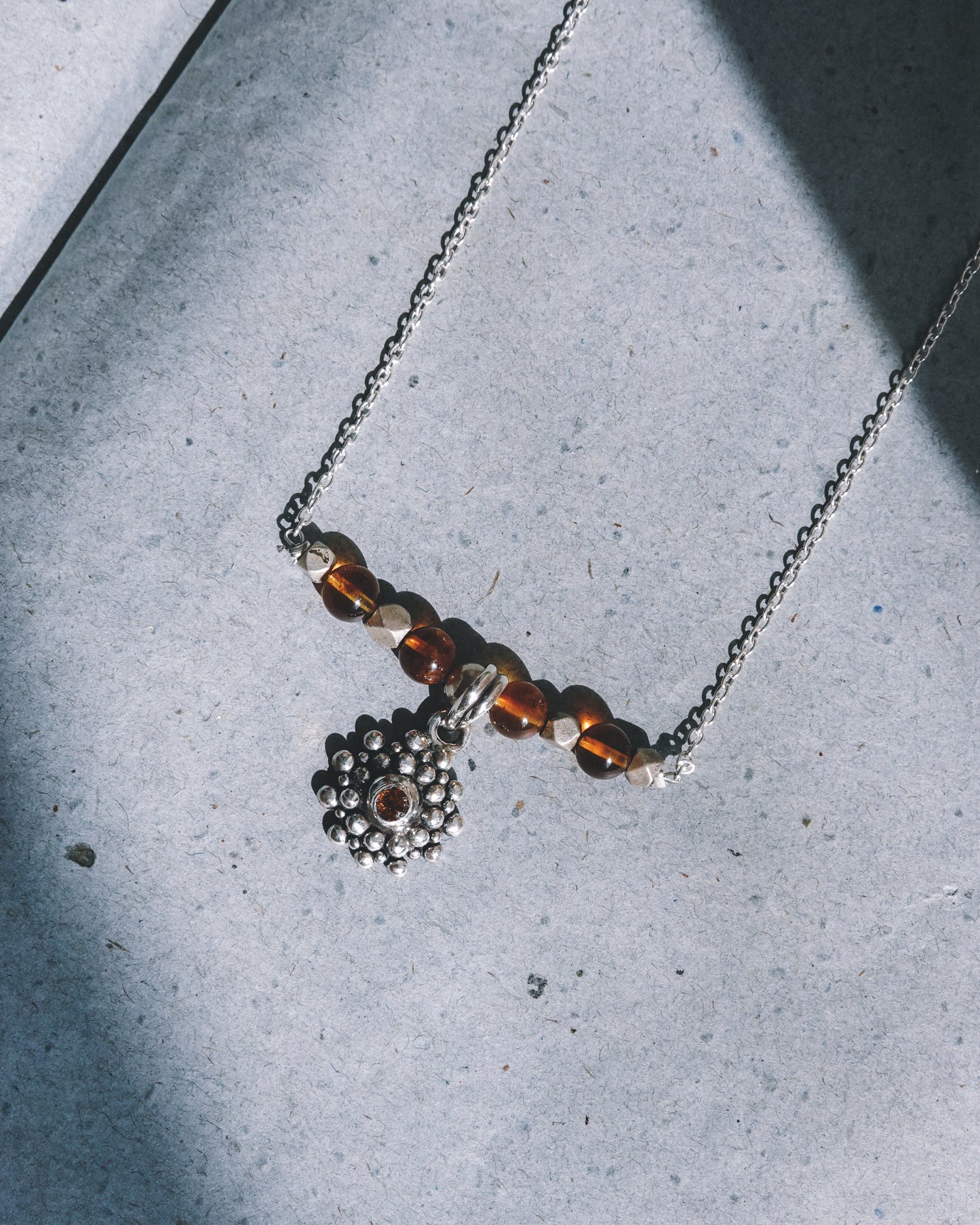 N125 - Amber, Citrine & Silver Chocker