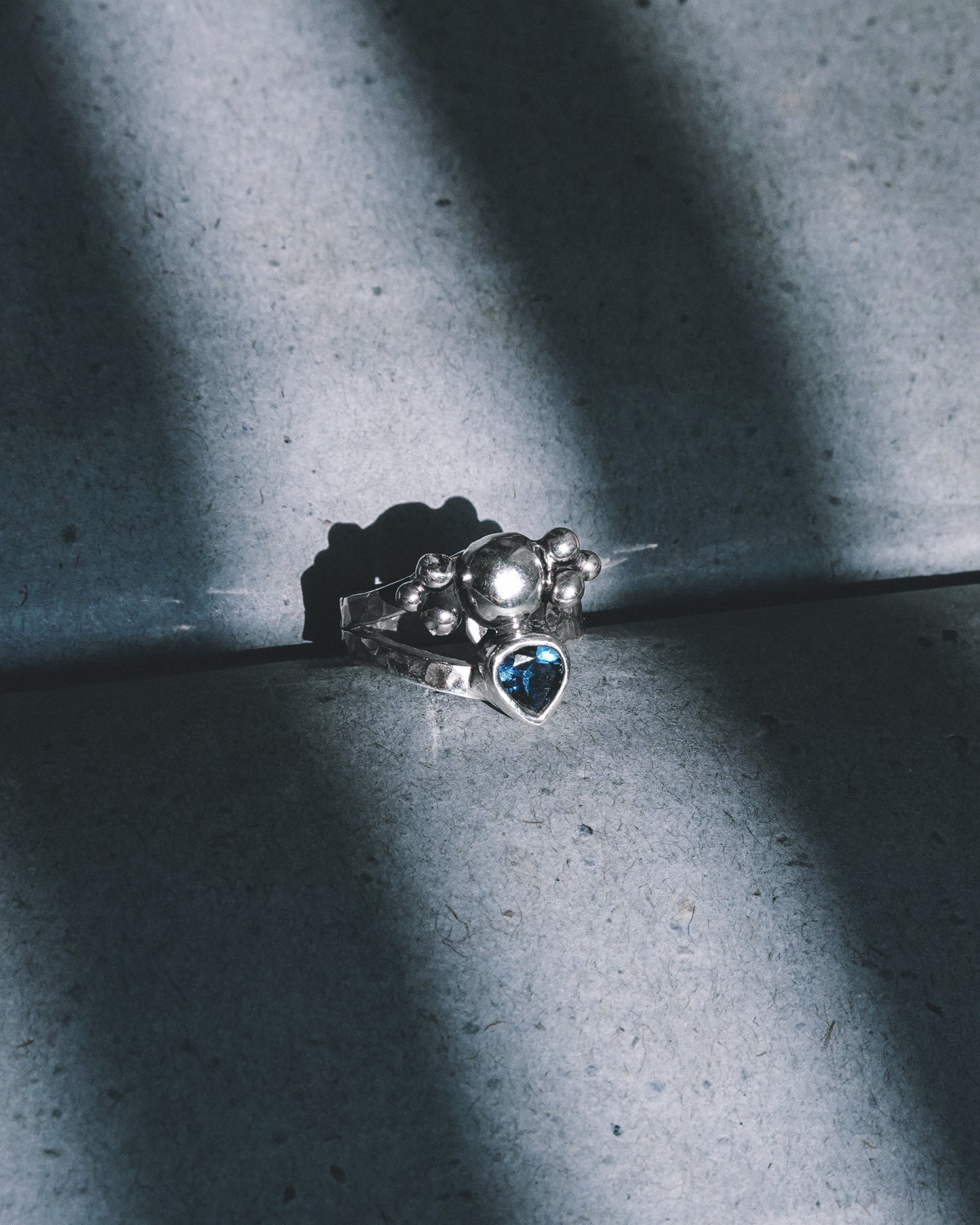 N124 - Night Blue topaz Adjustable Silver Ring