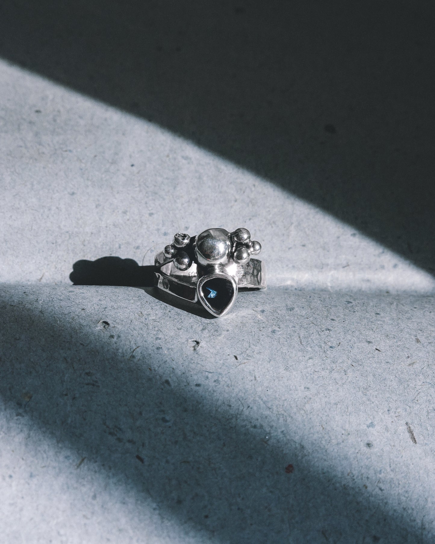 N124 - Night Blue topaz Adjustable Silver Ring