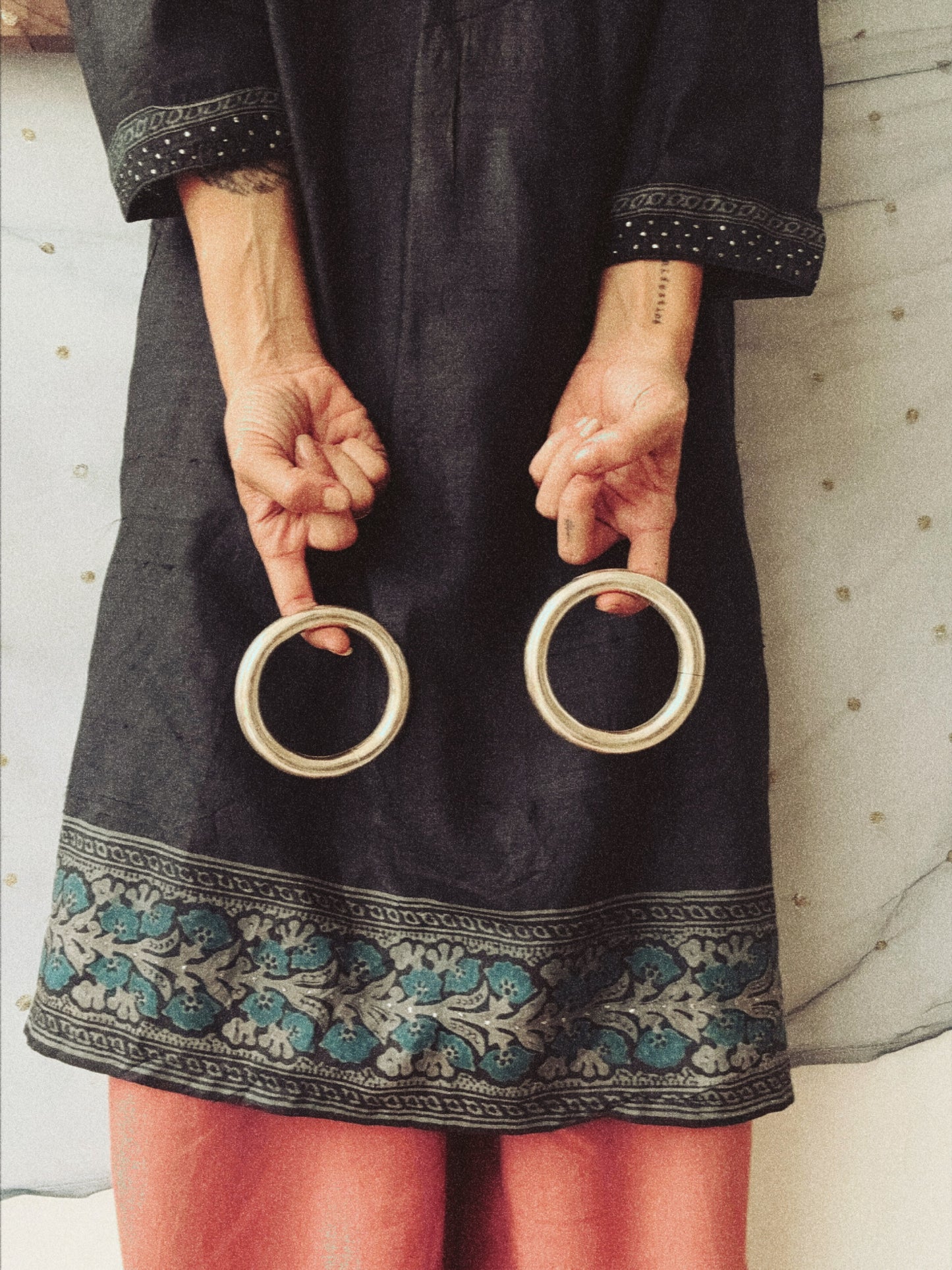 N39- Single Rigid Silver 925 Openable Kada Bangle Handmade MOTI