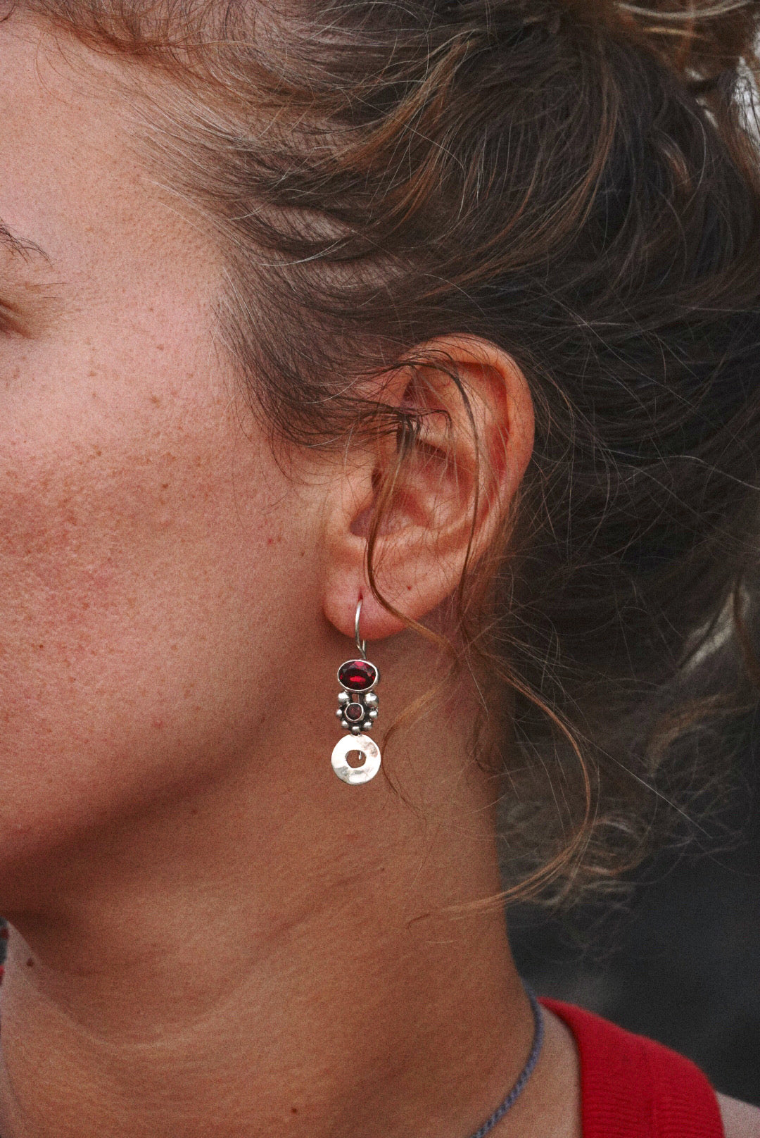 N220 – Garnet & Tourmaline Silver Earrings PREORDER