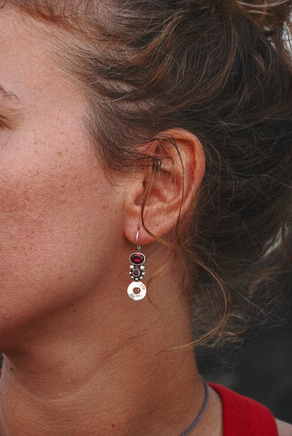 N220 – Garnet & Tourmaline Silver Earrings PREORDER
