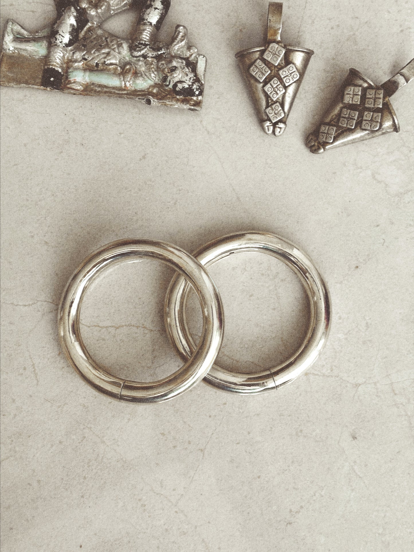 N39- Single Rigid Silver 925 Openable Kada Bangle Handmade MOTI