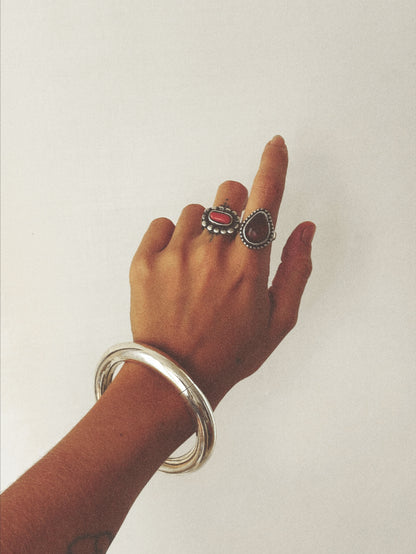 N39- Single Rigid Silver 925 Openable Kada Bangle Handmade MOTI
