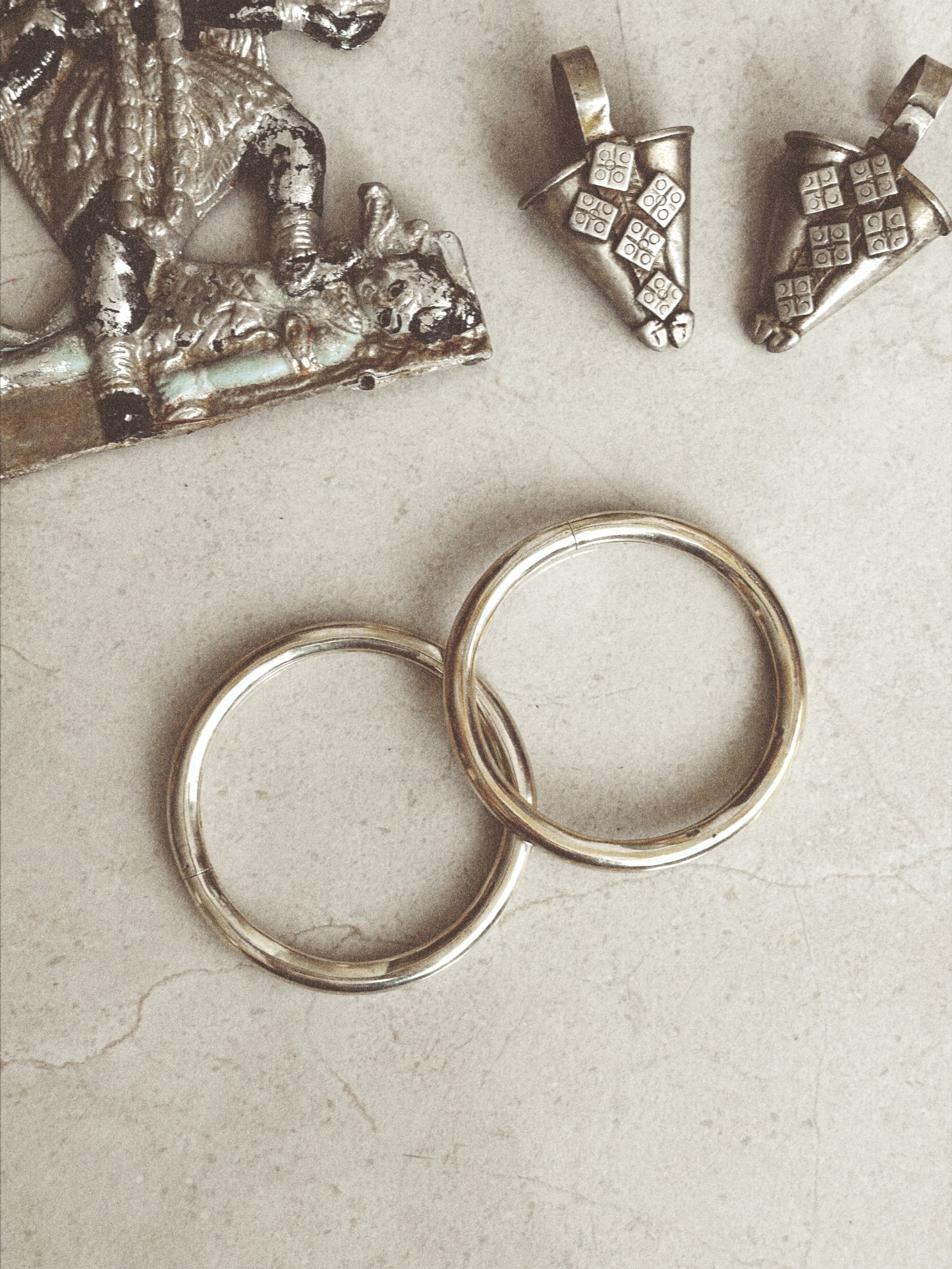 N38- Couple Rigid Silver 925 Openable Kada Bangles Handmade PATLI