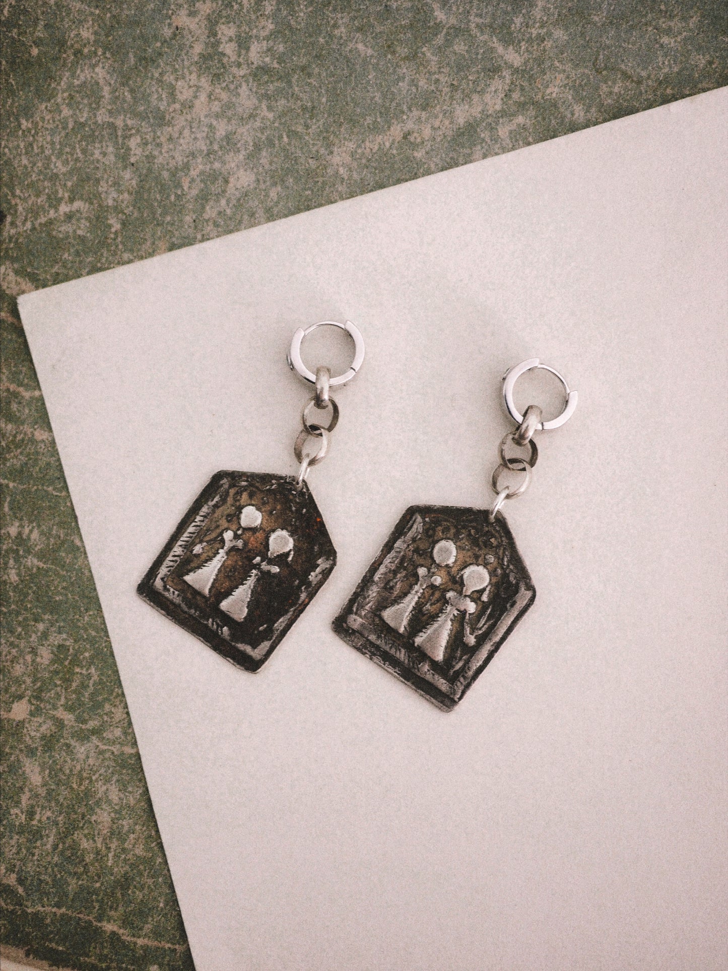 N62 – Handmade Silver Tribal Earrings From Northern india Banjara twin gods