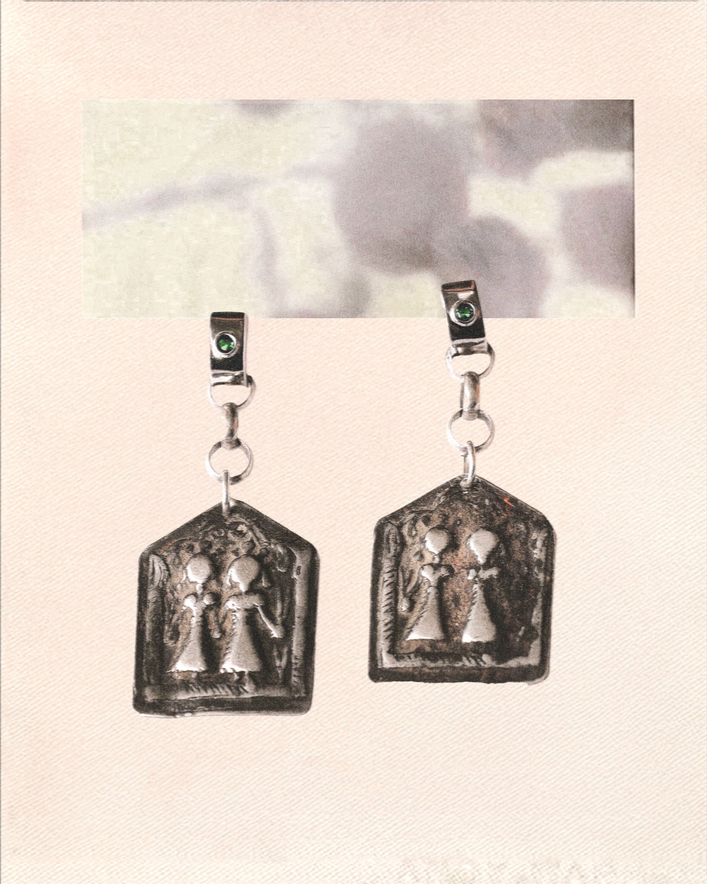 N62 – Handmade Silver Tribal Earrings From Northern india Banjara twin gods