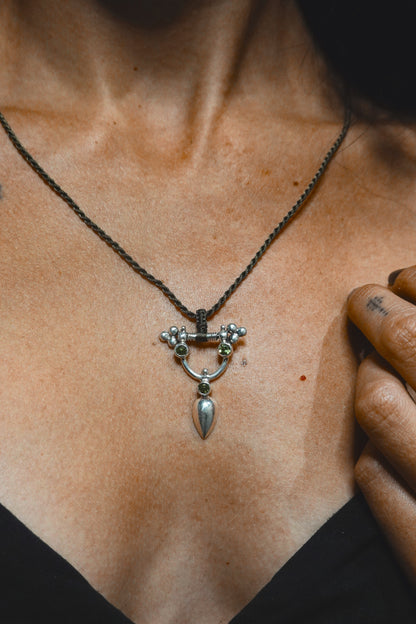 N153 - Peridot Tris Silver Necklace