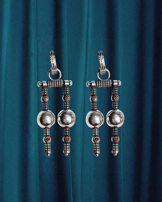 N29 - Mandiri Earrings with Red and Pink Garnet