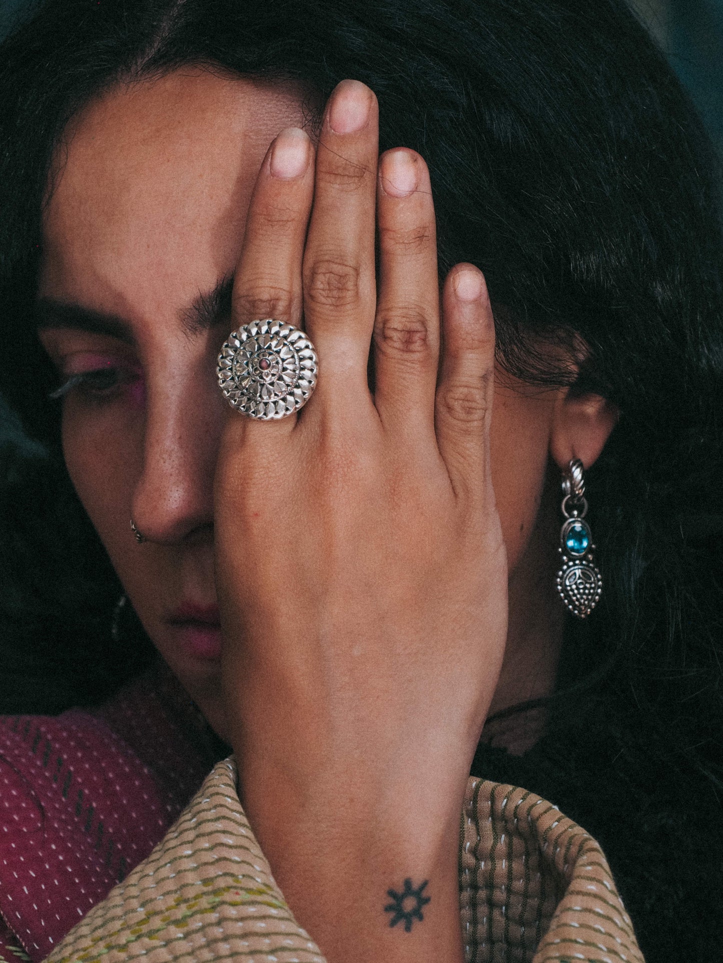 N06 - Adjustable Silver Ring with Turmaline