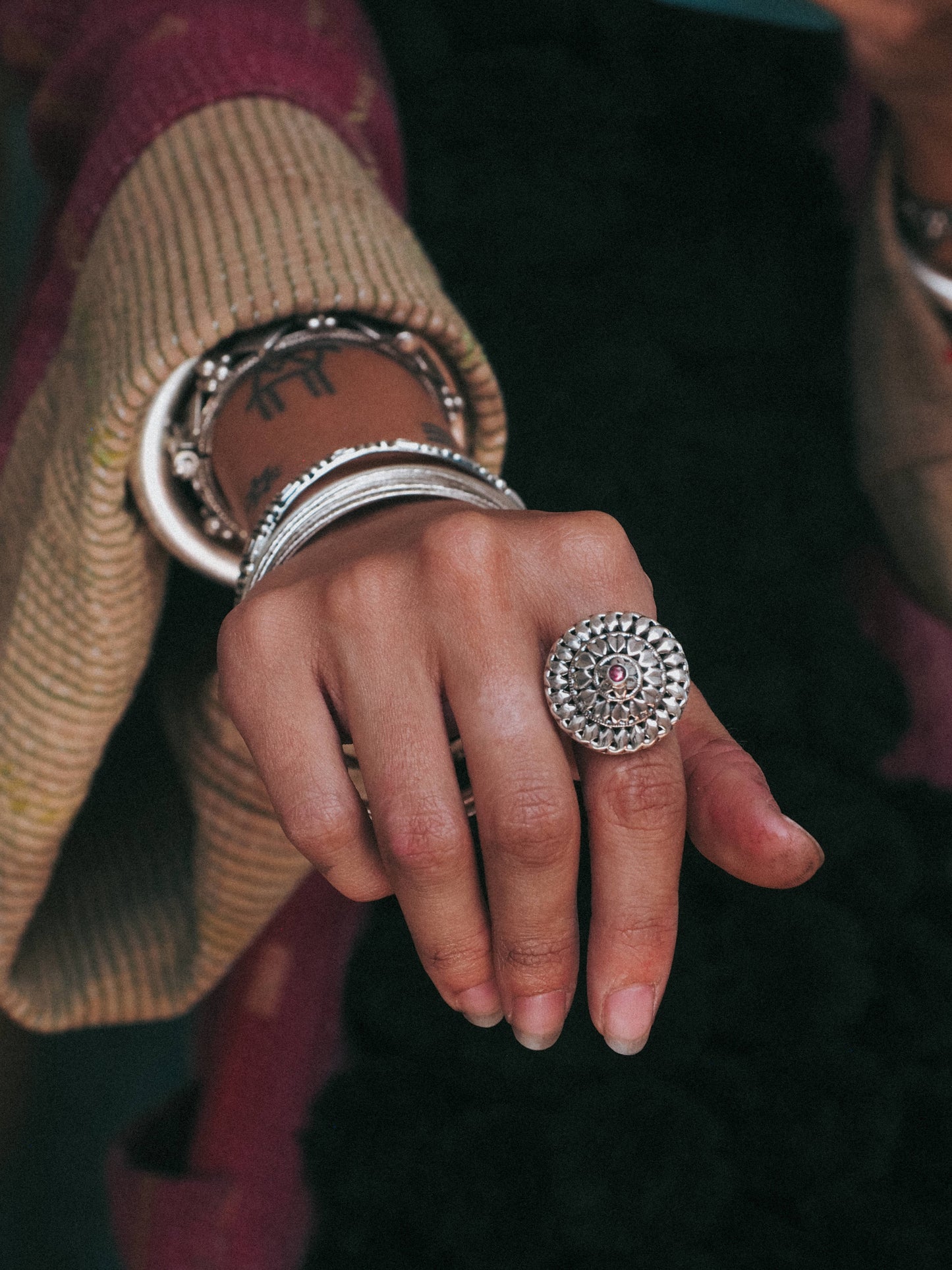 N06 - Adjustable Silver Ring with Turmaline