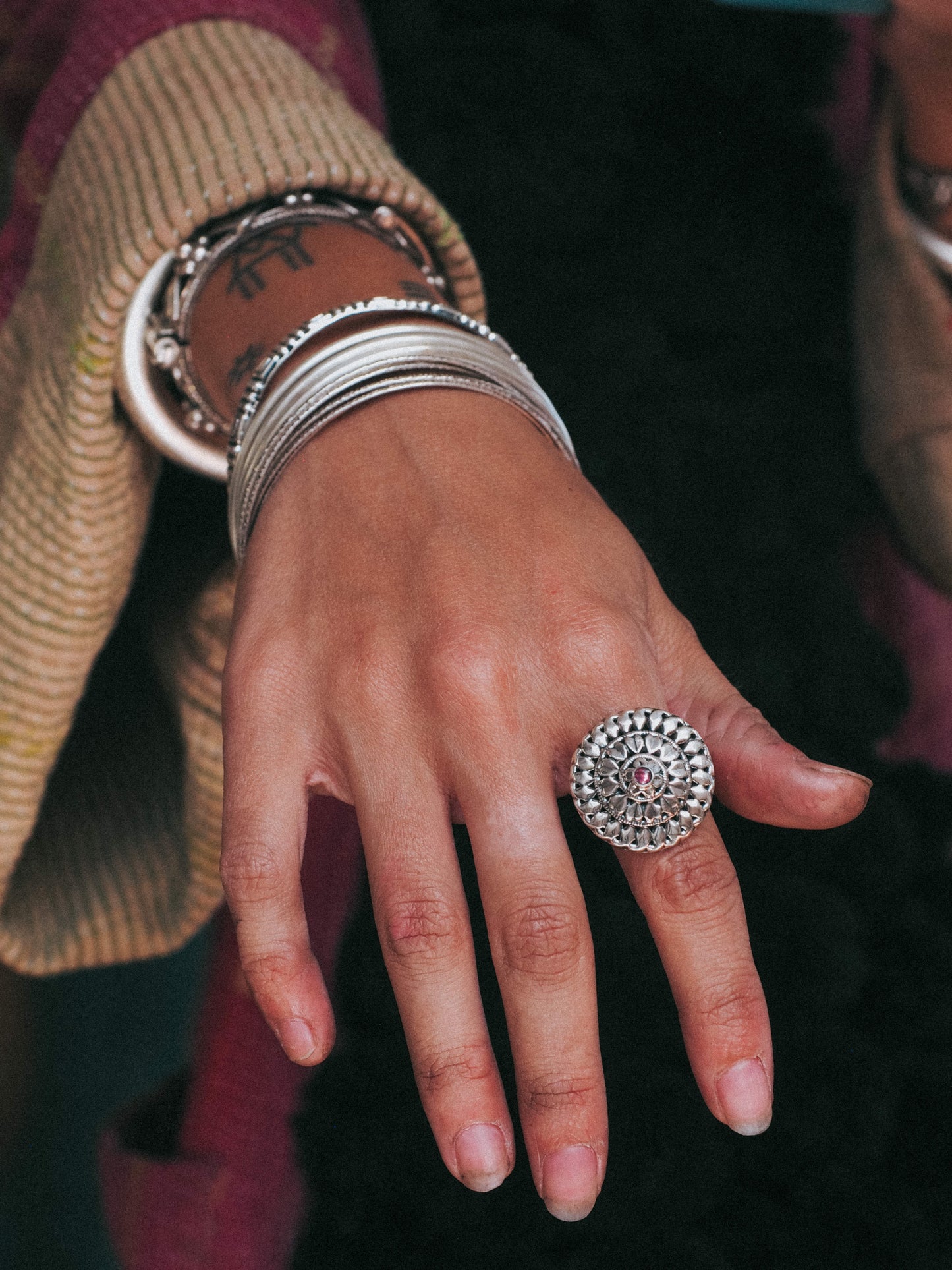 N06 - Adjustable Silver Ring with Turmaline