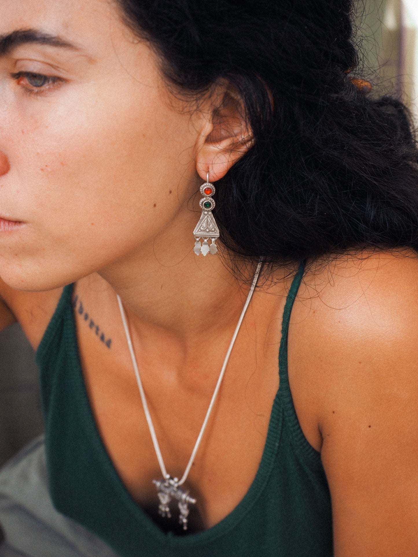 N61 – Handmade Silver Tribal Earrings From Northern india