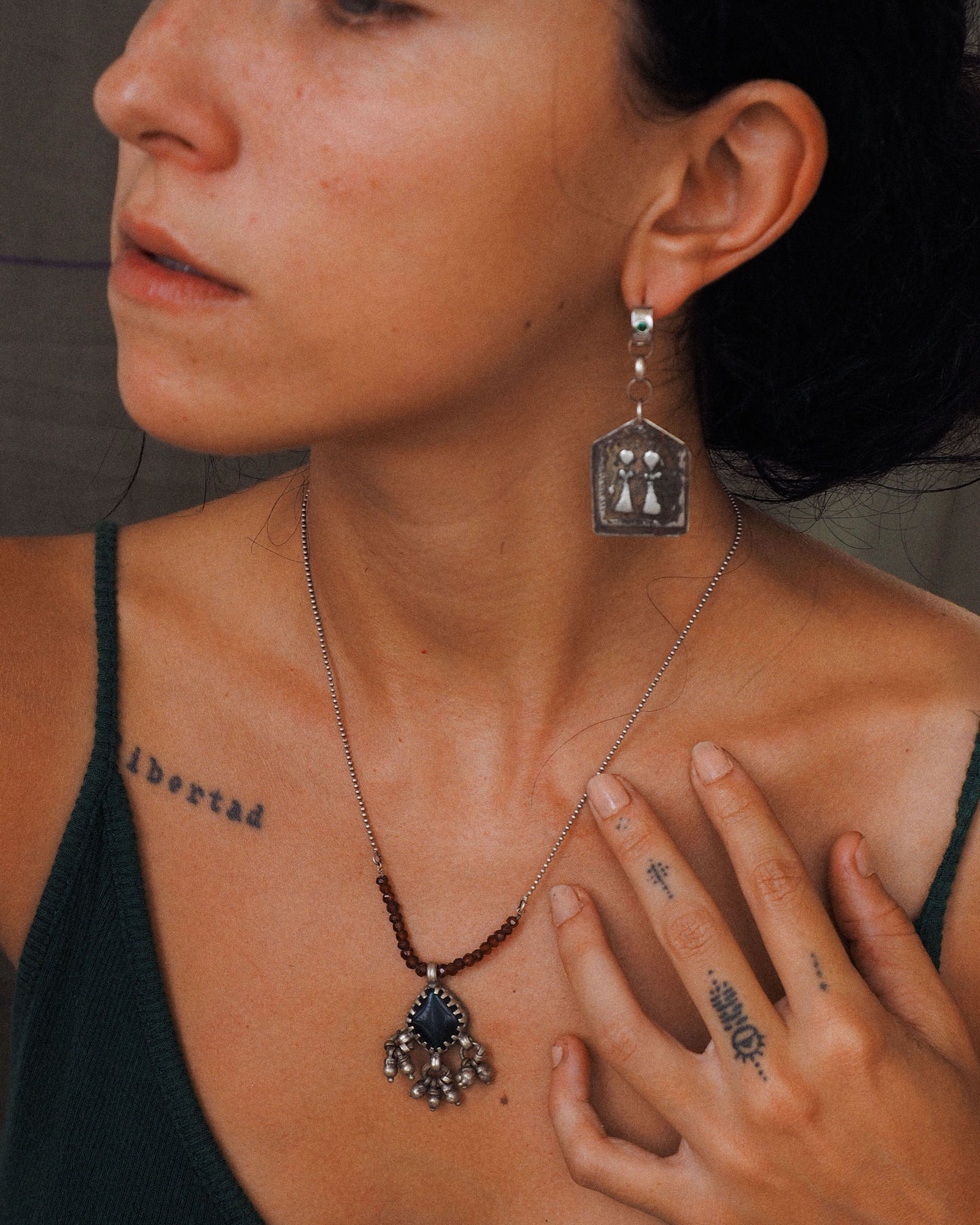 N62 – Handmade Silver Tribal Earrings From Northern india Banjara twin gods