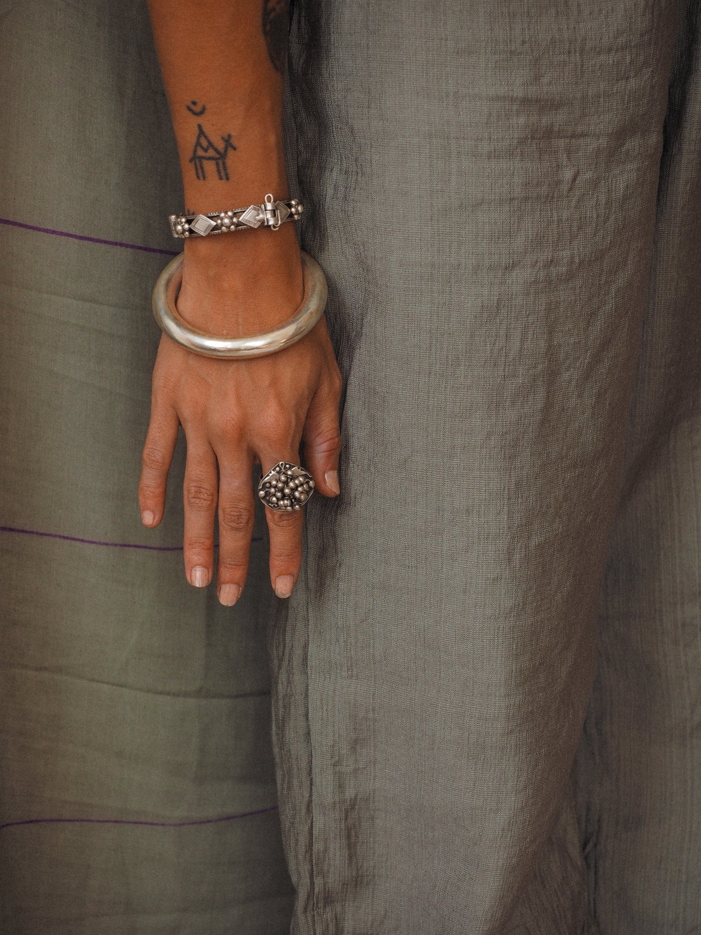 N58 – Handmade Silver 925 Adjustable Vintage Rajasthani Ring with moving bells