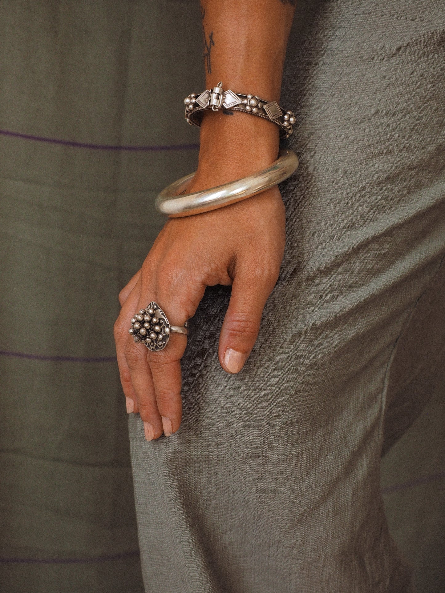 N58 – Handmade Silver 925 Adjustable Vintage Rajasthani Ring with moving bells