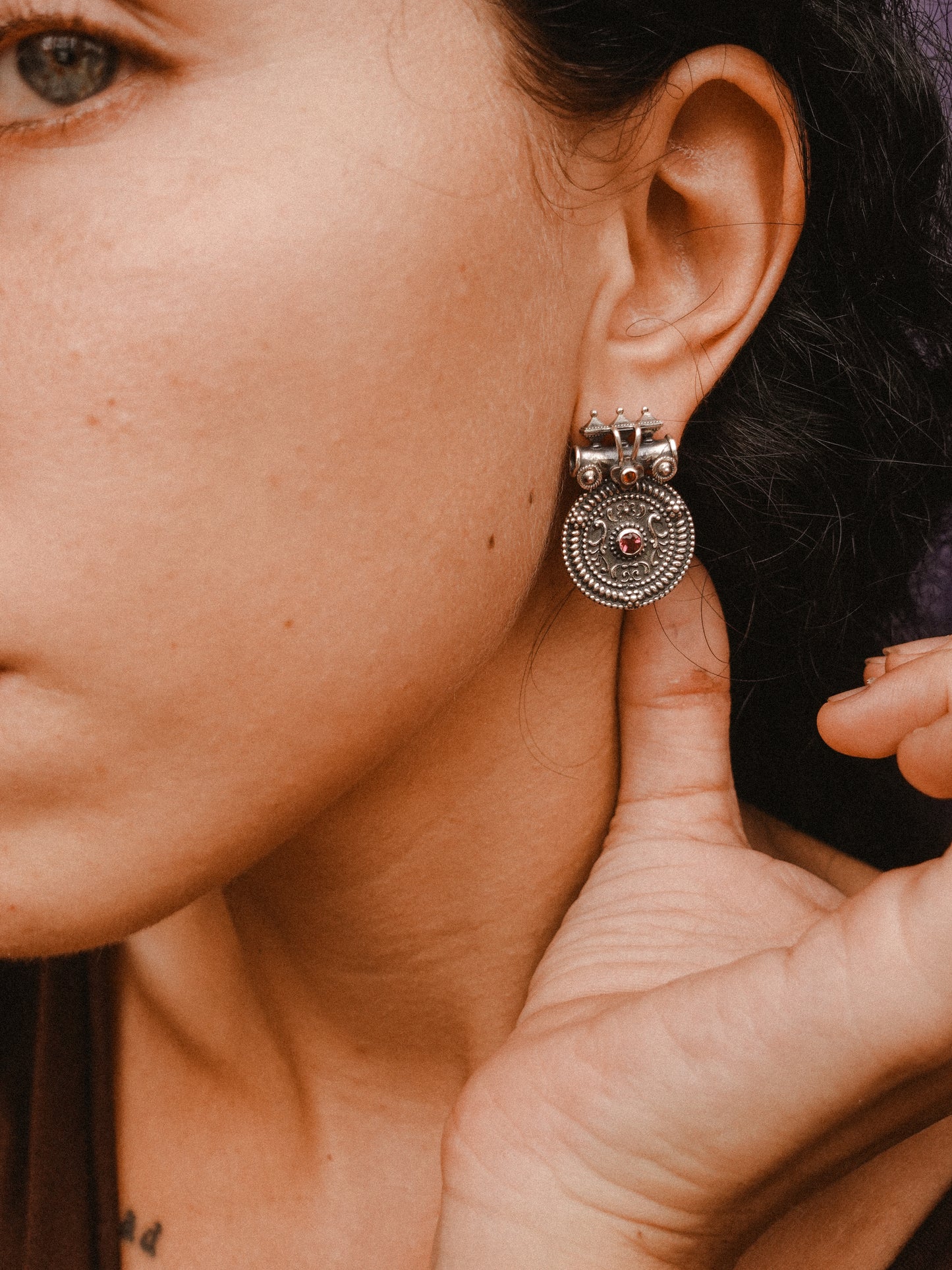 N95 -Mangal Earrings with Pink Tourmaline