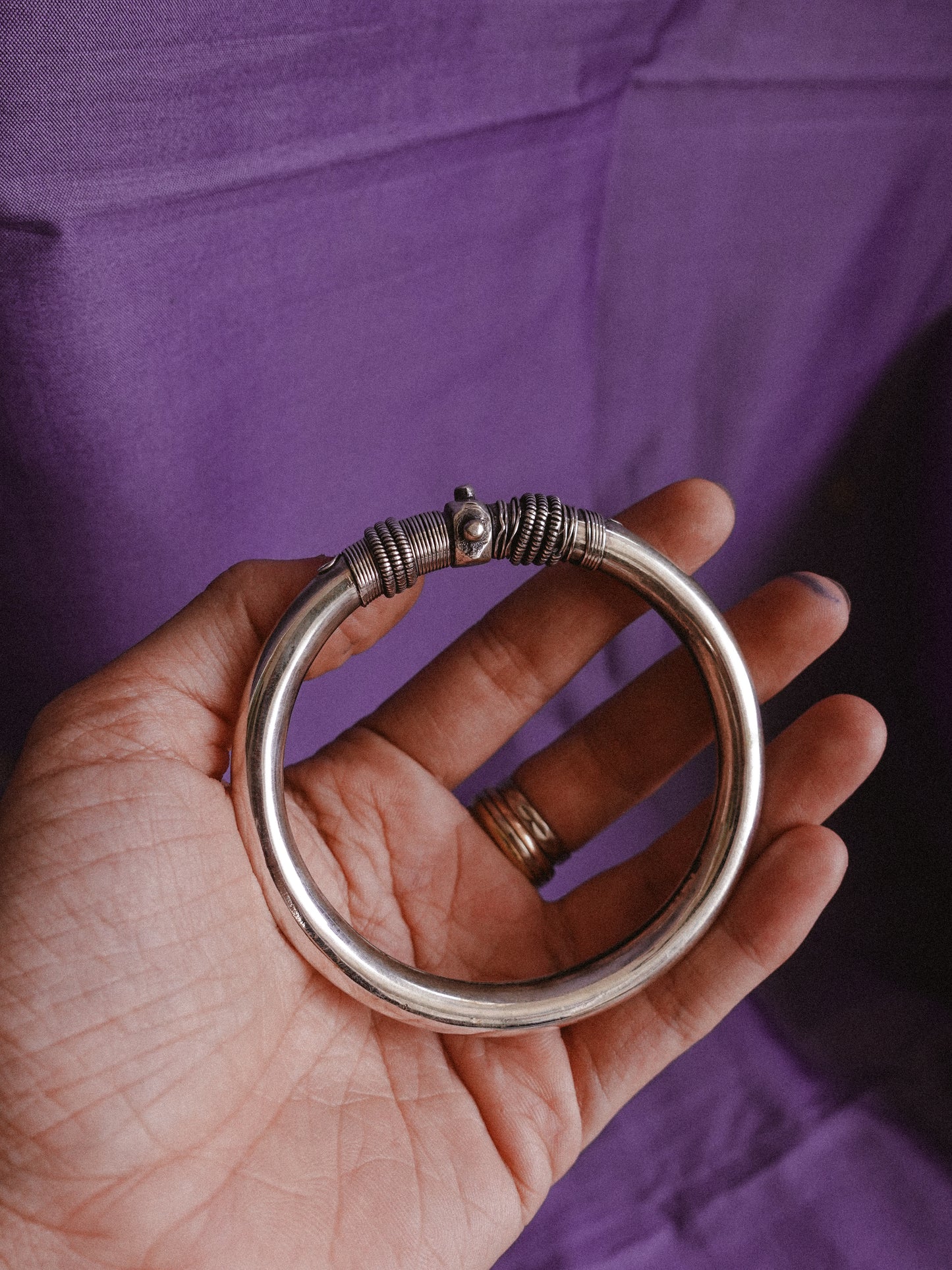 N64- Single Rigid Silver Handmade Openable Bangle , silver 925