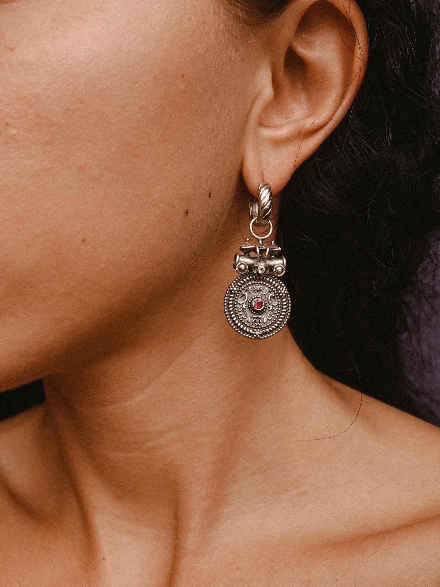 N96 -Mangal Earrings with Pink Tourmaline hoop