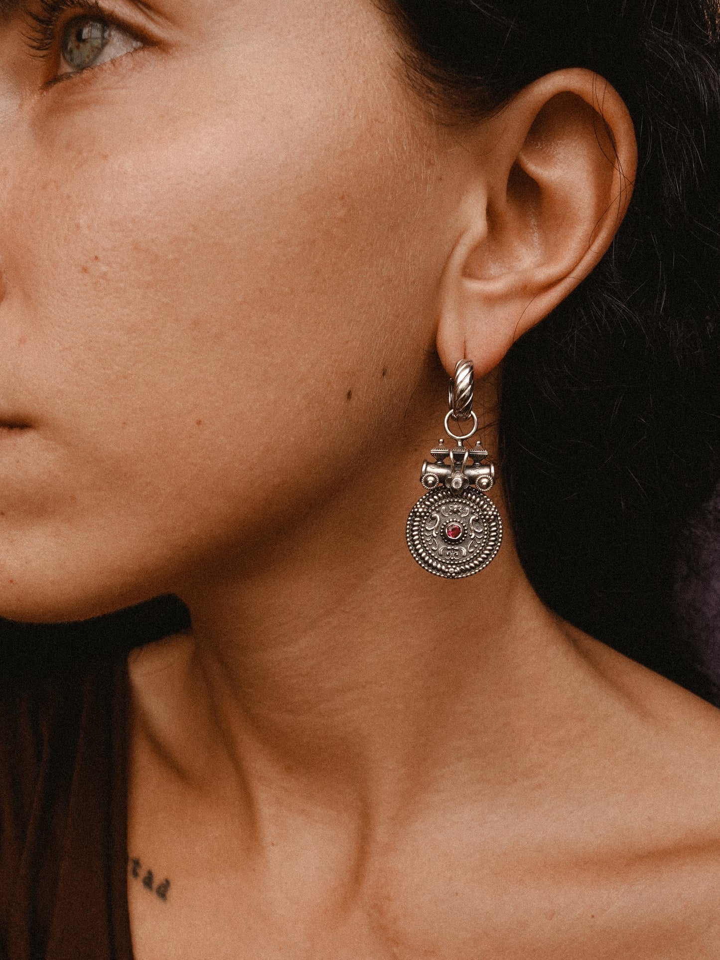 N96 -Mangal Earrings with Pink Tourmaline hoop