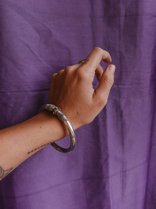 N64- Single Rigid Silver Handmade Openable Bangle , silver 925