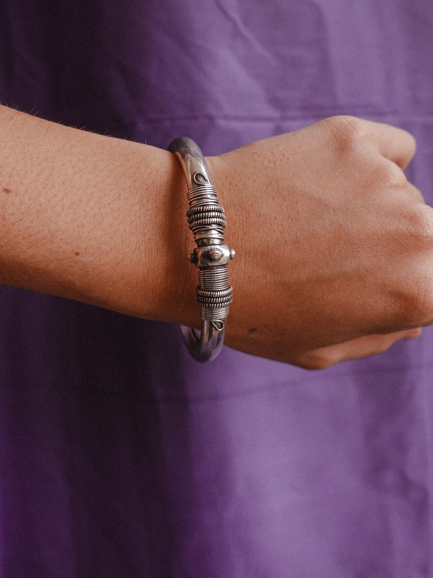 N64- Single Rigid Silver Handmade Openable Bangle , silver 925