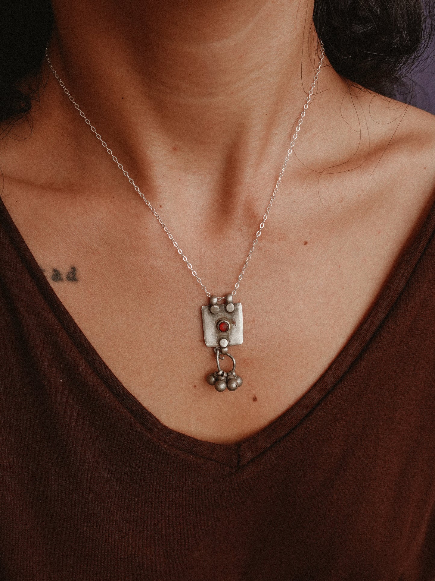 N101 – Vintage LAL Tribal Square Necklace