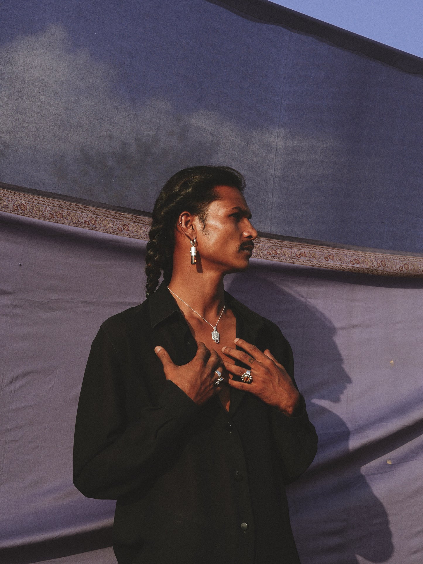 N81- AHOI MATA icon Necklace  Silver 925 Handamade with faceted garnet