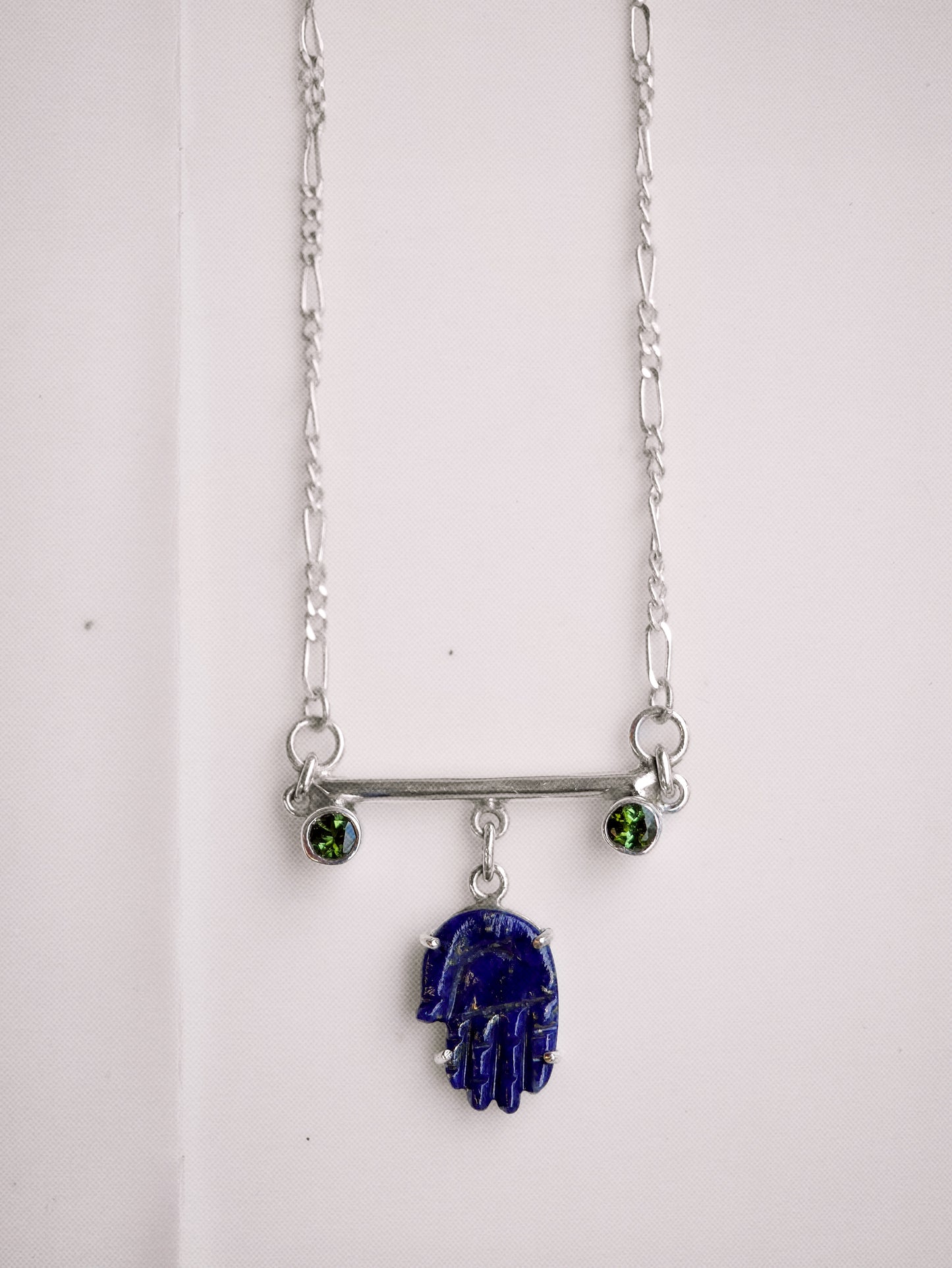 N86- Protection Lapis lazuli Hand with duo of  Tourmalines