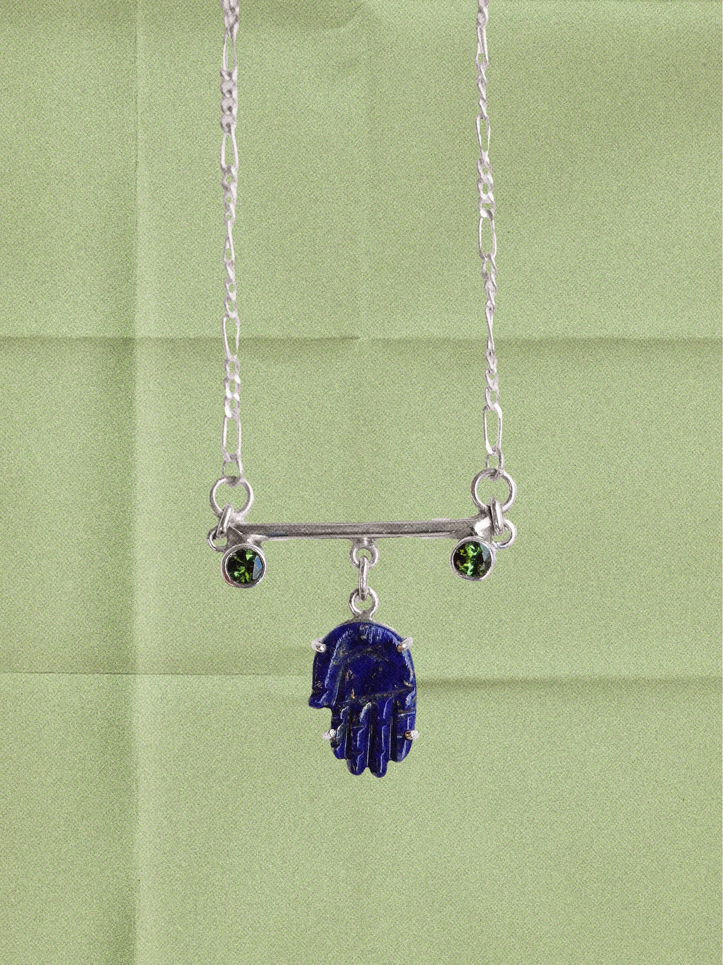 N86- Protection Lapis lazuli Hand with duo of  Tourmalines