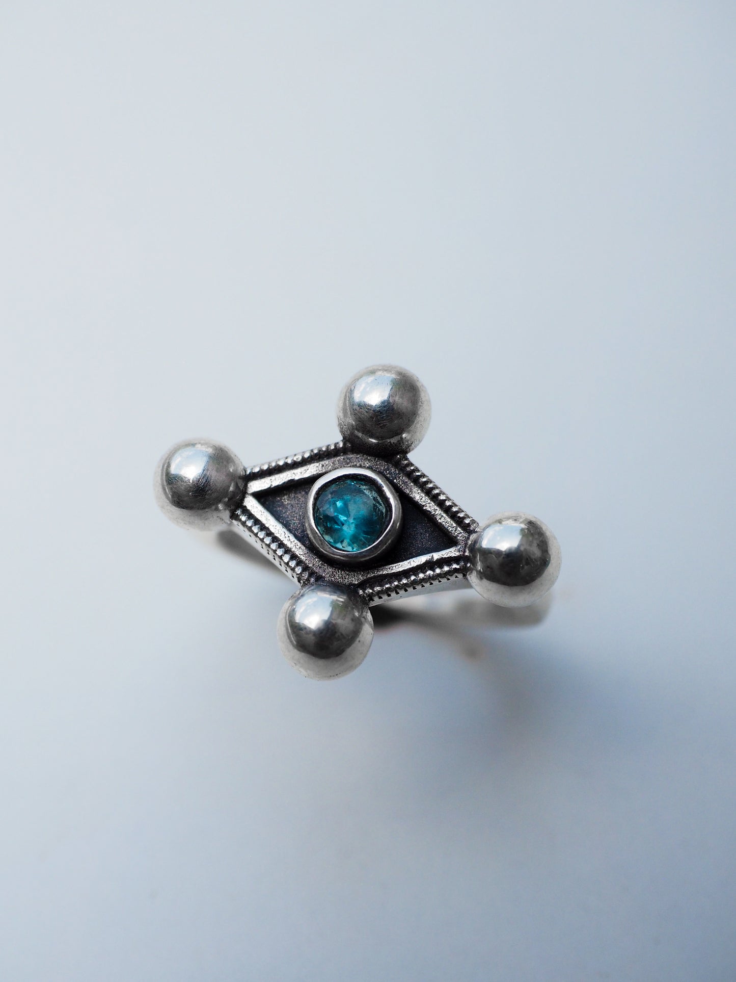 N33- Nazar Ring Tourmaline & Apatite Silver 925