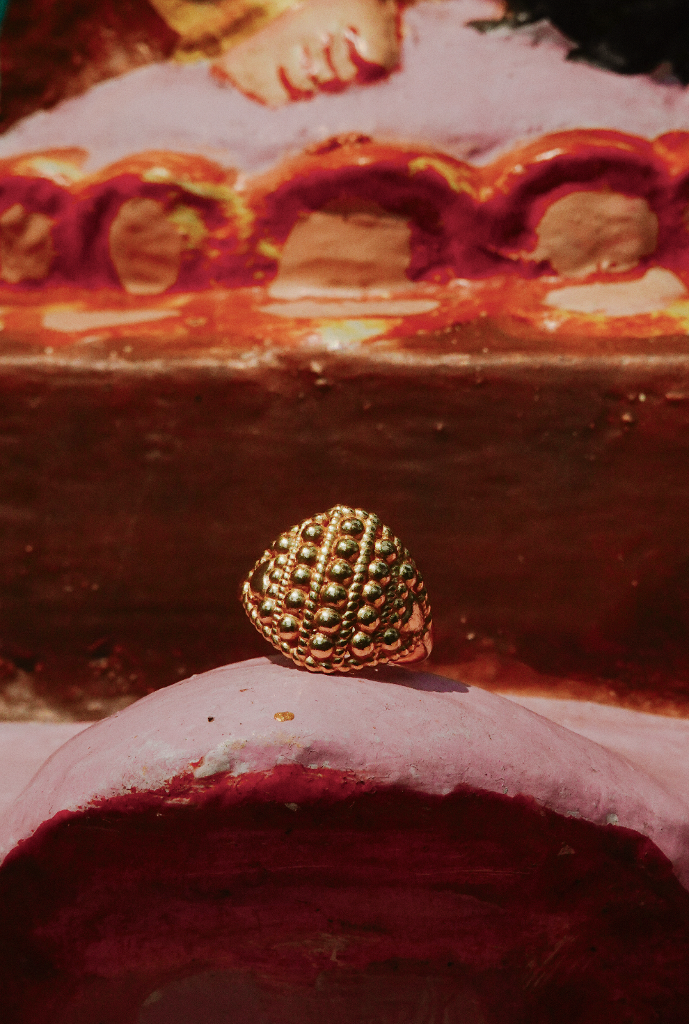 N212 - Bindu Ring Alka Brass with Gold plating