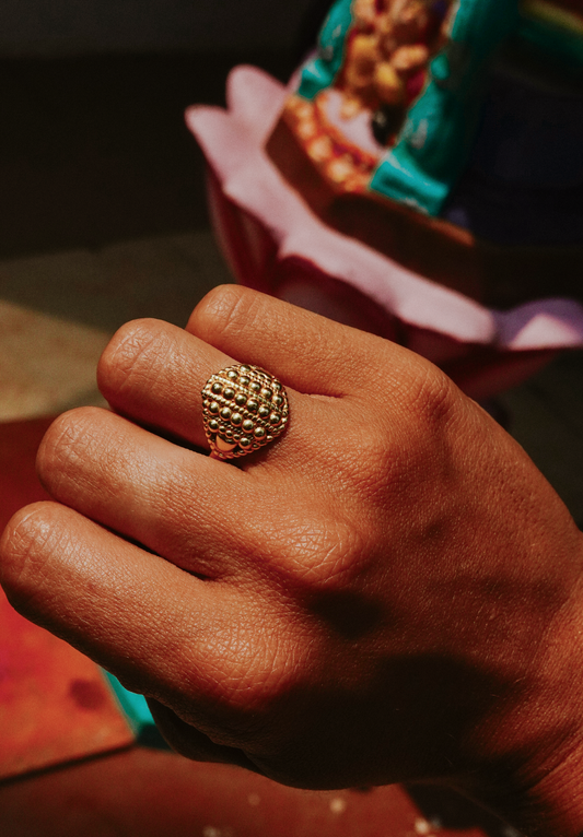 N212 - Bindu Ring Alka Brass with Gold plating