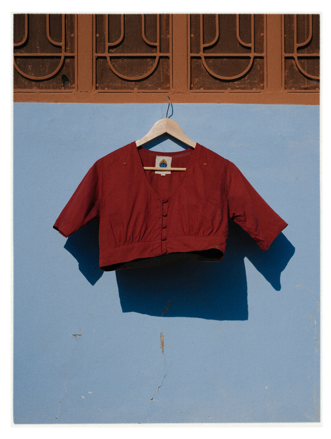 W1 – Choli Crop Top | Rayon Blouse with Hand-Embroidered Details and Covered Buttons