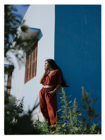 W6 – Choli & Palazzo Set | Rayon Crop Top and Wide-Leg Pants